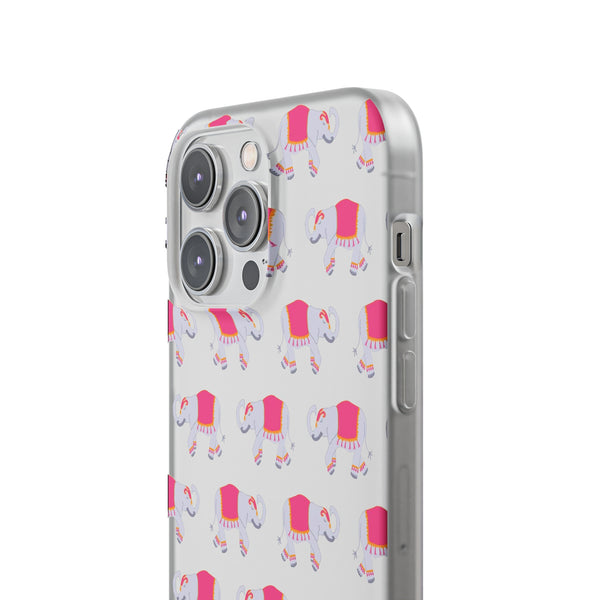 Flexible Phone Case - Preppy Chinoiserie Elephant Pattern  iphone Samsung clear access to all ports and functions