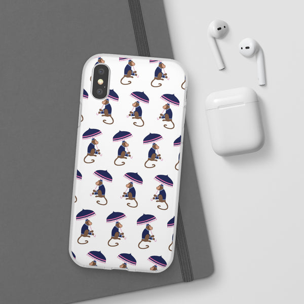 Flexible Phone Case - Preppy Chinoiserie Monkey Pattern  iphone Samsung clear access to all ports and functions