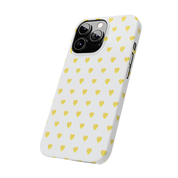 Preppy Hearts in Yellow, Heart Pattern,  Preppy Gift summer iPhone Case, Samsung Slim and Sleek, Classic, Impact Resistant Shell