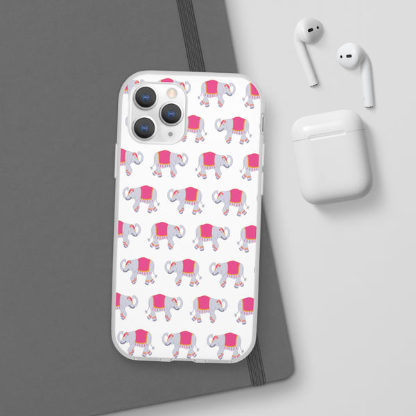 Flexible Phone Case - Preppy Chinoiserie Elephant Pattern  iphone Samsung clear access to all ports and functions