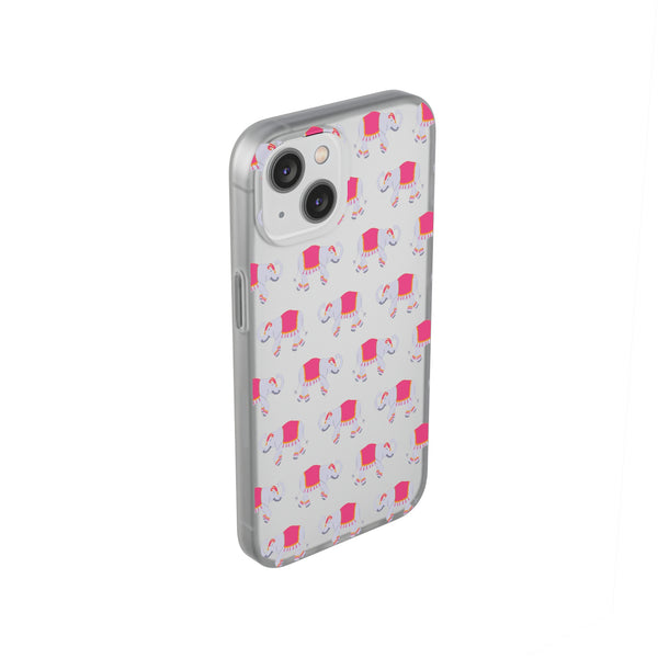 Flexible Phone Case - Preppy Chinoiserie Elephant Pattern  iphone Samsung clear access to all ports and functions
