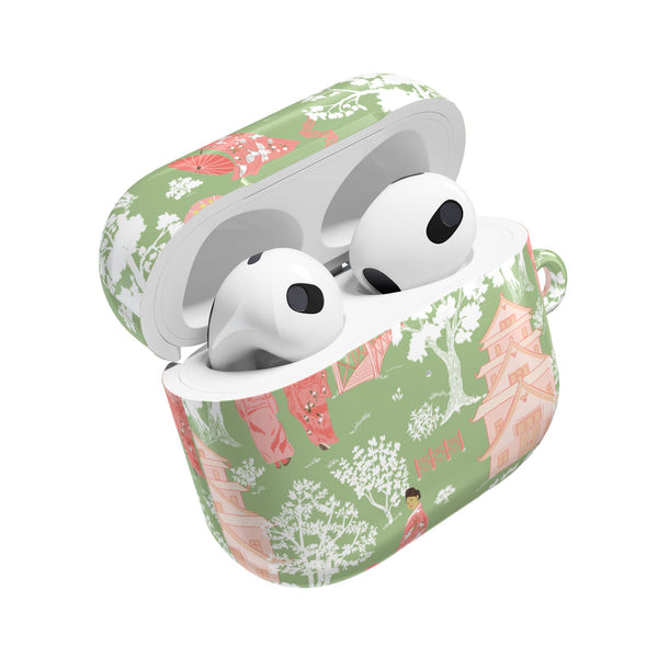 Chinoiserie Green and Pink Vintage Pattern AirPod Case, , Gift for Her, Cute Accessories, AirPods Cover, Grand Millennial