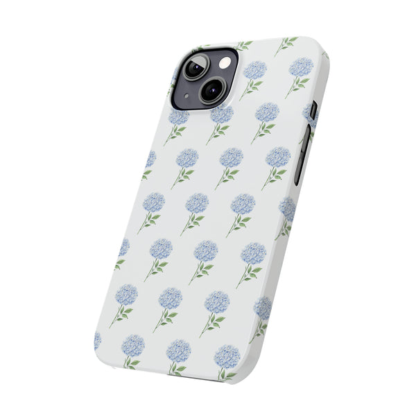 Hydrangea pattern, blue hydrangea preppy summer Phone Case Slim and Sleek, Preppy and Classic, Impact Resistant Shell