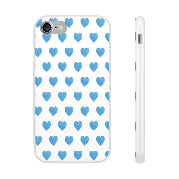 Flexible Phone Case - Preppy Hearts Watercolor Blue iPhone Protection access to all Ports & Functions Great Gift