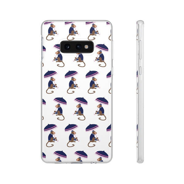 Flexible Phone Case - Preppy Chinoiserie Monkey Pattern  iphone Samsung clear access to all ports and functions