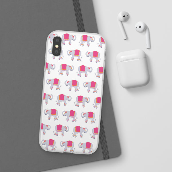 Flexible Phone Case - Preppy Chinoiserie Elephant Pattern  iphone Samsung clear access to all ports and functions