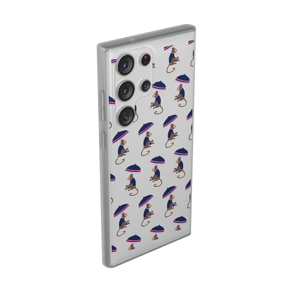 Flexible Phone Case - Preppy Chinoiserie Monkey Pattern  iphone Samsung clear access to all ports and functions