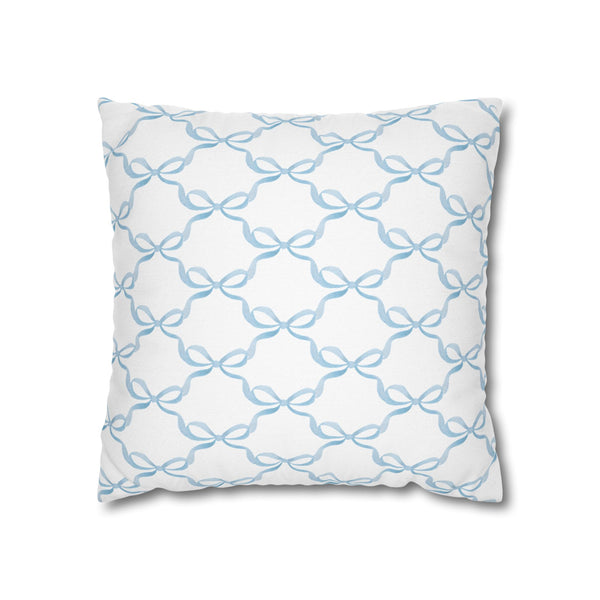 Watercolor Bow Blue Pillow Cover with Zip Closure - Cover Only - Insert not included - teen, tween, dorm room