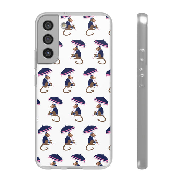 Flexible Phone Case - Preppy Chinoiserie Monkey Pattern  iphone Samsung clear access to all ports and functions