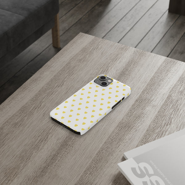 Preppy Hearts in Yellow, Heart Pattern,  Preppy Gift summer iPhone Case, Samsung Slim and Sleek, Classic, Impact Resistant Shell