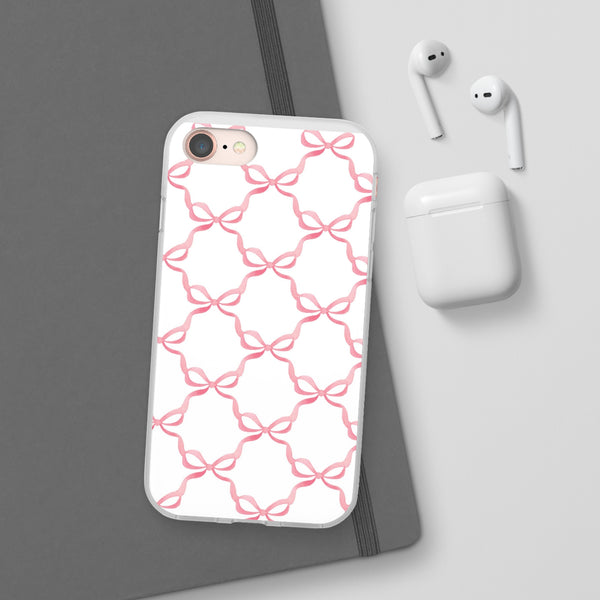 Flexible Phone Case - Preppy Chinoiserie Watercolor Bows iphone Samsung clear access to all ports and functions