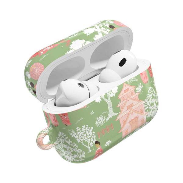 Chinoiserie Green and Pink Vintage Pattern AirPod Case, , Gift for Her, Cute Accessories, AirPods Cover, Grand Millennial