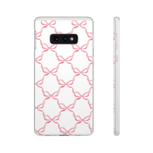 Flexible Phone Case - Preppy Chinoiserie Watercolor Bows iphone Samsung clear access to all ports and functions