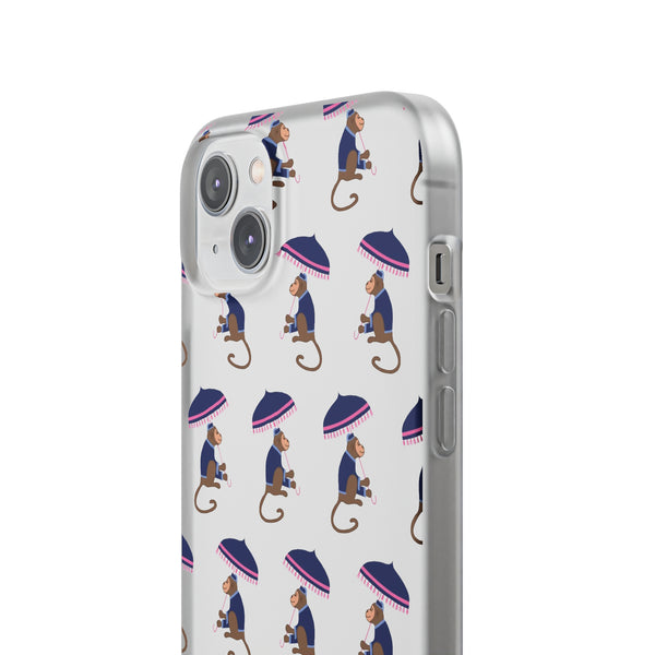 Flexible Phone Case - Preppy Chinoiserie Monkey Pattern  iphone Samsung clear access to all ports and functions