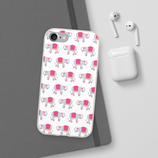 Flexible Phone Case - Preppy Chinoiserie Elephant Pattern  iphone Samsung clear access to all ports and functions