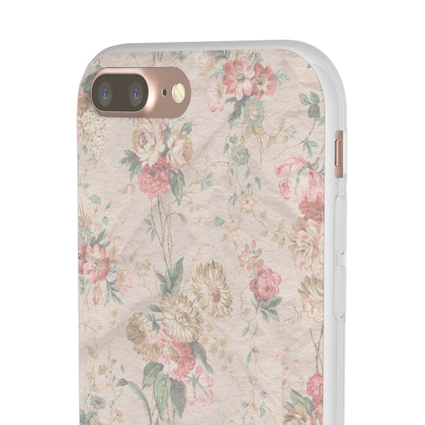 Flexible Phone Case in Romantic Floral Print - Beige, Neutral Tones