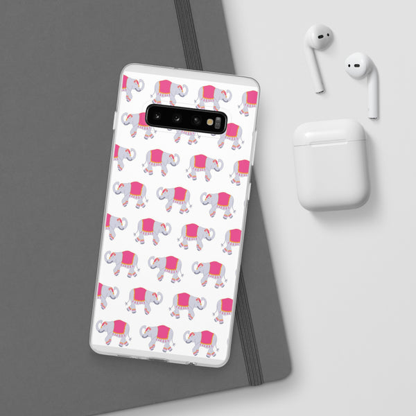 Flexible Phone Case - Preppy Chinoiserie Elephant Pattern  iphone Samsung clear access to all ports and functions