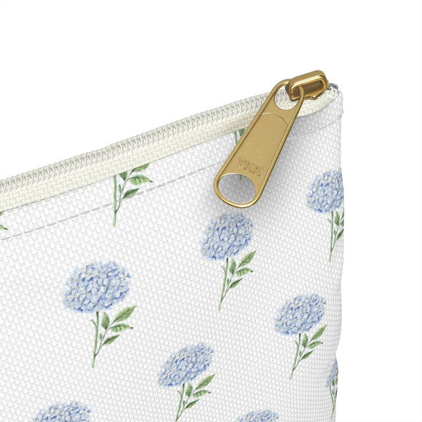 Preppy Watercolor Blue Hydrangea  Pattern Bag - Accessory Pouch Zip Closure Available in Two Sizes