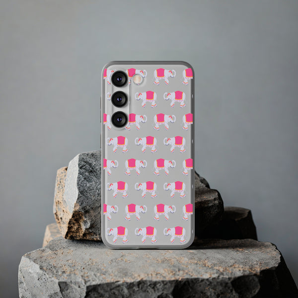 Flexible Phone Case - Preppy Chinoiserie Elephant Pattern  iphone Samsung clear access to all ports and functions