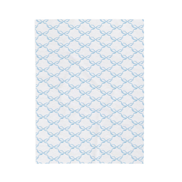 Blanket, Preppy Bows Blue Watercolor , Three Sizes, Made in USA