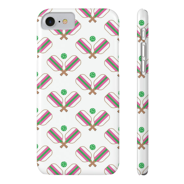 Pickle Ball Pickleball Lover Phone Case, Samsung,  iPhone Case Slim and Sleek, Preppy and Classic, Impact Resistant Shell Pink & Green