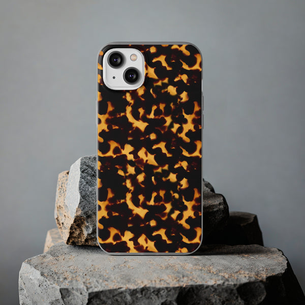 Flexible Phone Case - Tortoise Print Chic Spots leopard in classic neutral phones iphone Samsung clear access to all ports and functions