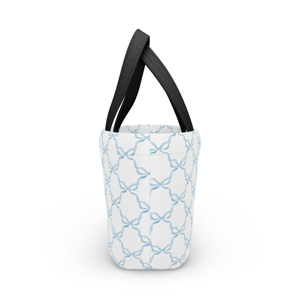 Preppy Blue Bows lunch bag, insulated, cooler bag, One size, washable, magnet closure