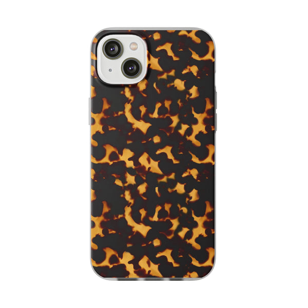 Flexible Phone Case - Tortoise Print Chic Spots leopard in classic neutral phones iphone Samsung clear access to all ports and functions