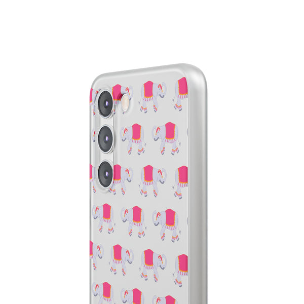 Flexible Phone Case - Preppy Chinoiserie Elephant Pattern  iphone Samsung clear access to all ports and functions