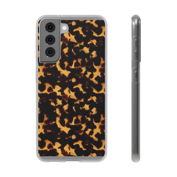 Flexible Phone Case - Tortoise Print Chic Spots leopard in classic neutral phones iphone Samsung clear access to all ports and functions