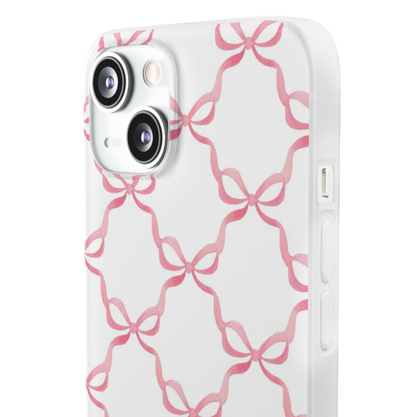 Flexible Phone Case - Preppy Chinoiserie Watercolor Bows iphone Samsung clear access to all ports and functions