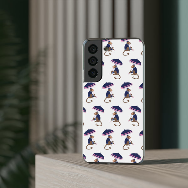 Flexible Phone Case - Preppy Chinoiserie Monkey Pattern  iphone Samsung clear access to all ports and functions