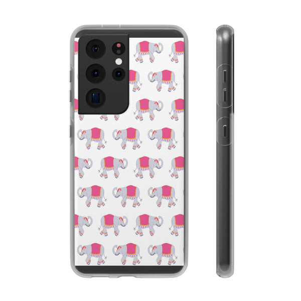 Flexible Phone Case - Preppy Chinoiserie Elephant Pattern  iphone Samsung clear access to all ports and functions