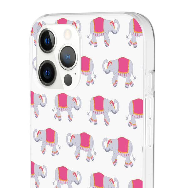 Flexible Phone Case - Preppy Chinoiserie Elephant Pattern  iphone Samsung clear access to all ports and functions