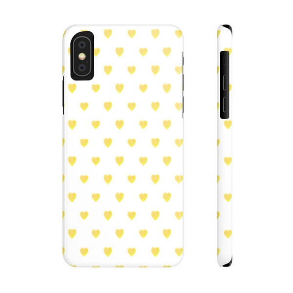 Preppy Hearts in Yellow, Heart Pattern,  Preppy Gift summer iPhone Case, Samsung Slim and Sleek, Classic, Impact Resistant Shell
