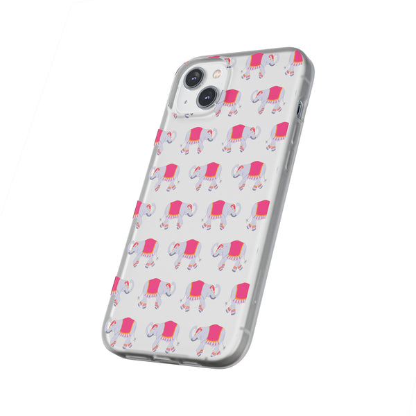 Flexible Phone Case - Preppy Chinoiserie Elephant Pattern  iphone Samsung clear access to all ports and functions