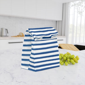 Lunch Bag Preppy Navy and White Stripesl, tote