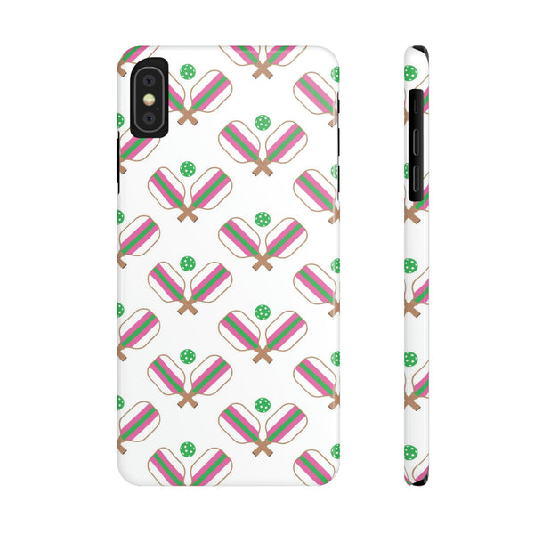 Pickle Ball Pickleball Lover Phone Case, Samsung,  iPhone Case Slim and Sleek, Preppy and Classic, Impact Resistant Shell Pink & Green