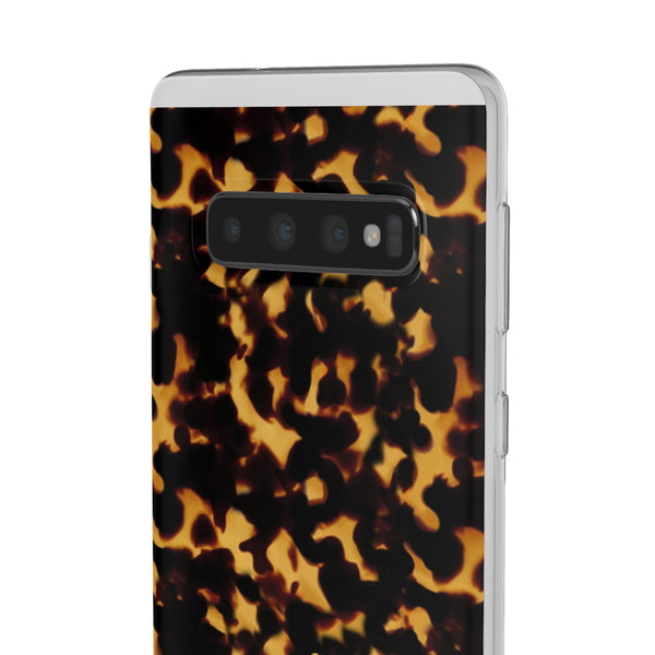 Flexible Phone Case - Tortoise Print Chic Spots leopard in classic neutral phones iphone Samsung clear access to all ports and functions