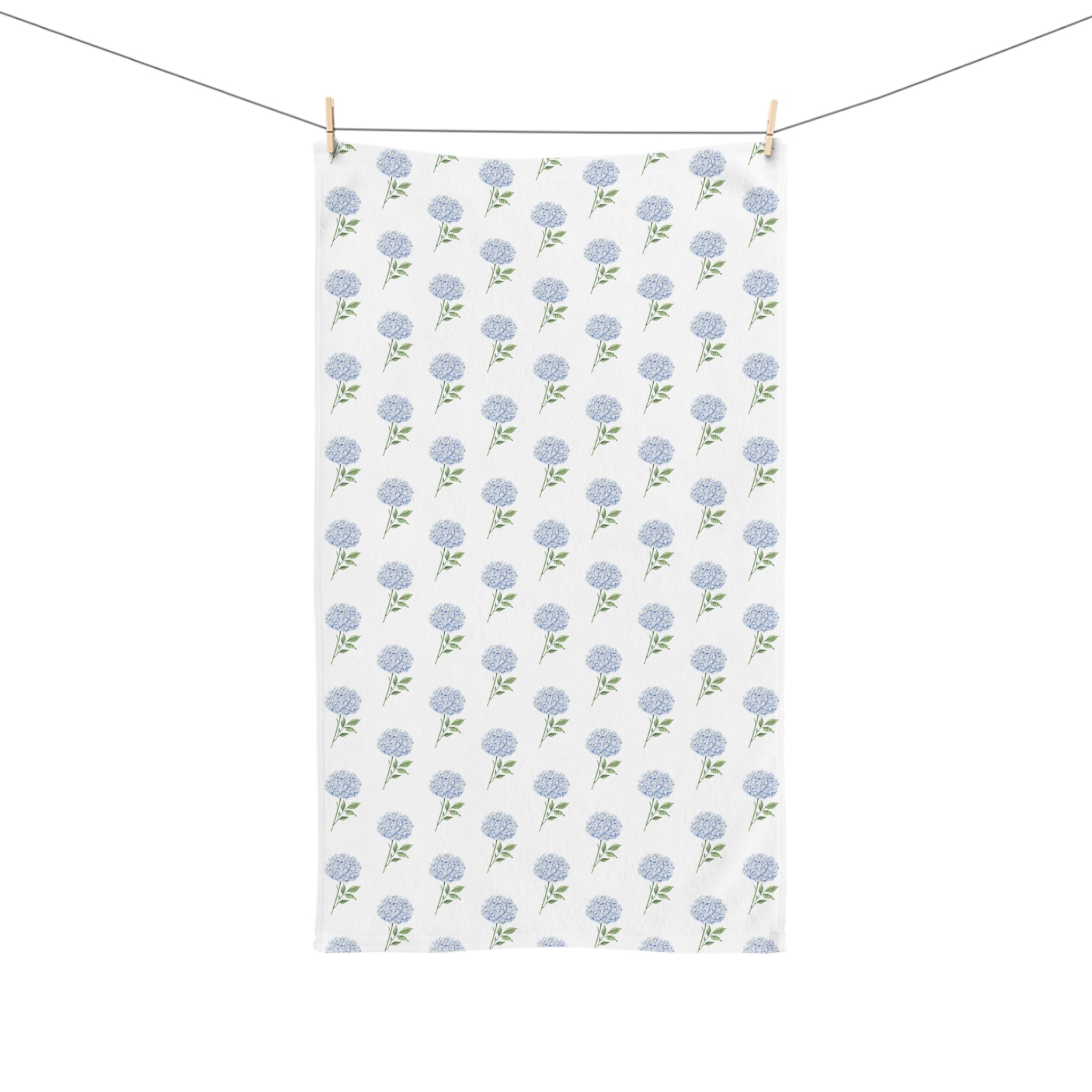 Hand Towel Blue Hydrangea Pattern