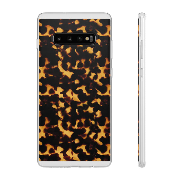 Flexible Phone Case - Tortoise Print Chic Spots leopard in classic neutral phones iphone Samsung clear access to all ports and functions