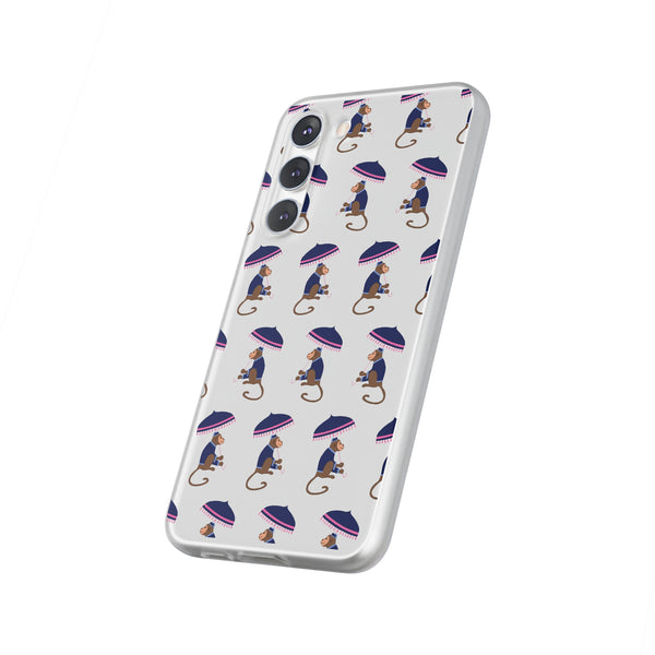 Flexible Phone Case - Preppy Chinoiserie Monkey Pattern  iphone Samsung clear access to all ports and functions