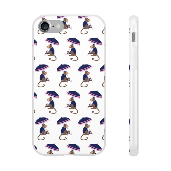 Flexible Phone Case - Preppy Chinoiserie Monkey Pattern  iphone Samsung clear access to all ports and functions