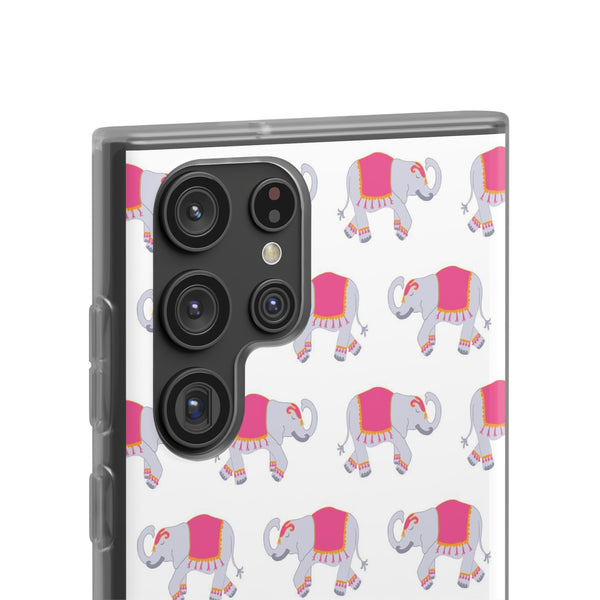 Flexible Phone Case - Preppy Chinoiserie Elephant Pattern  iphone Samsung clear access to all ports and functions