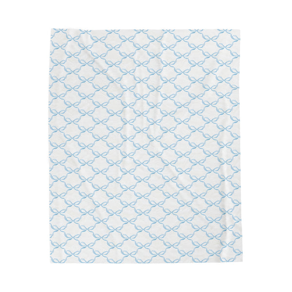 Blanket, Preppy Bows Blue Watercolor , Three Sizes, Made in USA