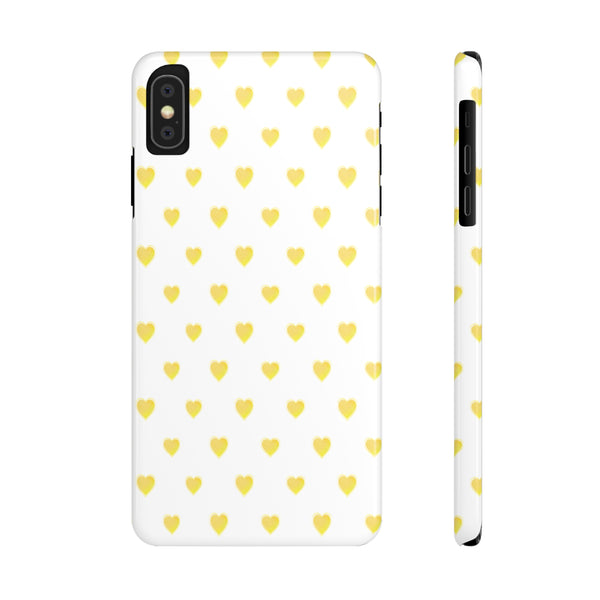 Preppy Hearts in Yellow, Heart Pattern,  Preppy Gift summer iPhone Case, Samsung Slim and Sleek, Classic, Impact Resistant Shell
