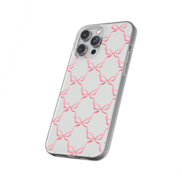 Flexible Phone Case - Preppy Chinoiserie Watercolor Bows iphone Samsung clear access to all ports and functions