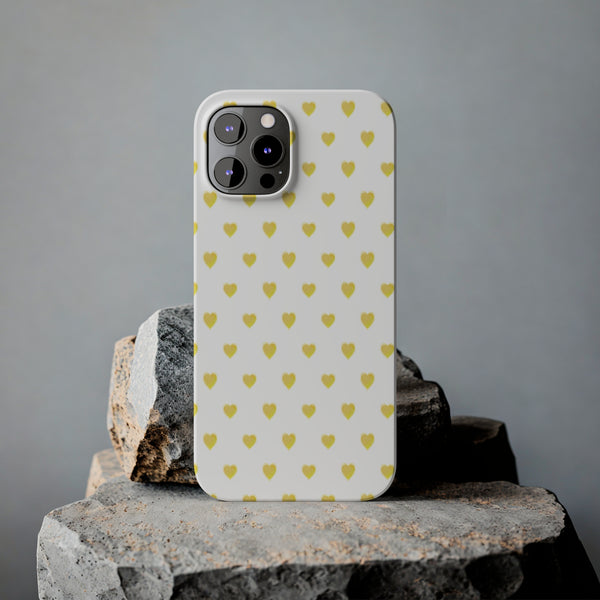 Preppy Hearts in Yellow, Heart Pattern,  Preppy Gift summer iPhone Case, Samsung Slim and Sleek, Classic, Impact Resistant Shell