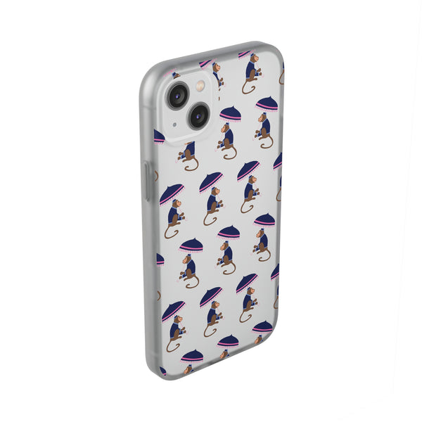 Flexible Phone Case - Preppy Chinoiserie Monkey Pattern  iphone Samsung clear access to all ports and functions