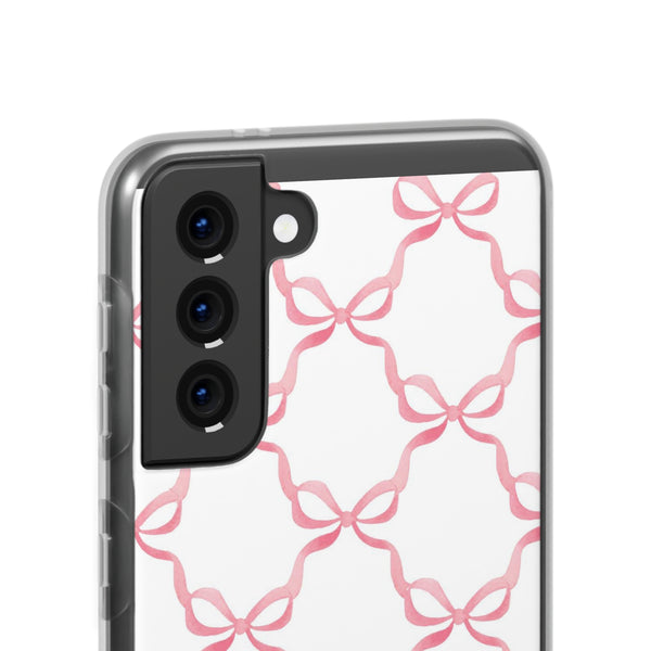 Flexible Phone Case - Preppy Chinoiserie Watercolor Bows iphone Samsung clear access to all ports and functions